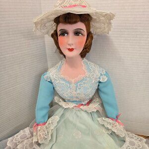 ANTIQUE FRENCH BOUDOIR POUPEE DOLL vintage "Gone with the wind" era style